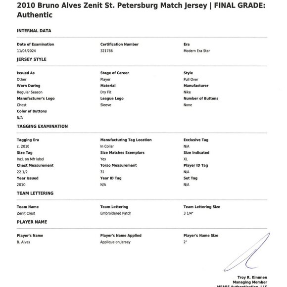 Bruno Alves Zenit St. Petersburg UEFA Champions League Match Worn Jersey - Picture 12 of 12